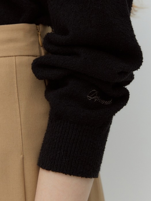 half zip-up collar knit - black