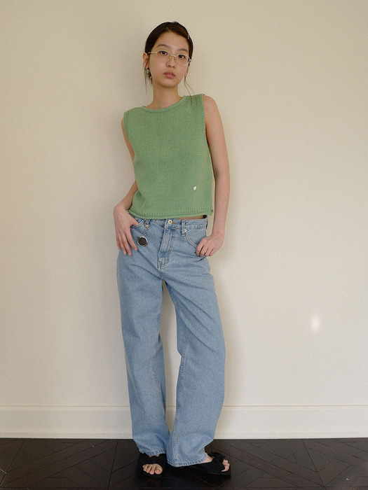 moui Straight denim pants (L/BLUE)