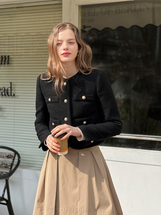 [24SS] Lautre Feminine Black Tweed Jacket
