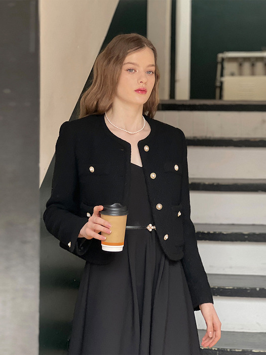 [24SS] Lautre Feminine Black Tweed Jacket
