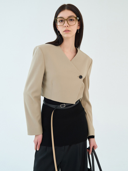 LAN COLLARLESS SHORT JACKET