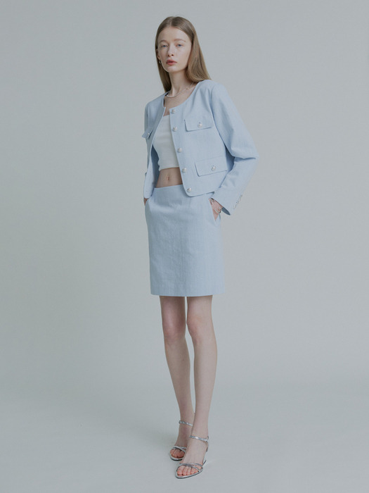 [ESSENTIEL] CITE Cotton Denim Mini Skirt_Blue Denim