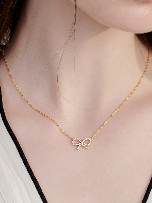 [sv925] plain cubic ribbon necklace