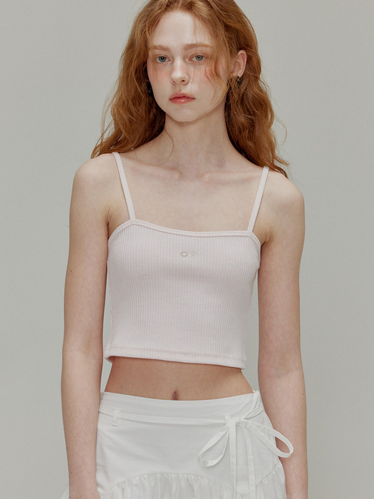 Ribbed bustier logo top_Light pink