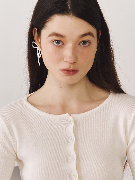 [925 SILVER] Rose Ribbon Earring Set