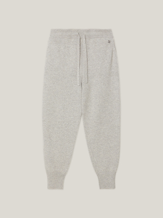 Cashmere 100% Jimena Jogger Knit Pants (Light Heather Grey)