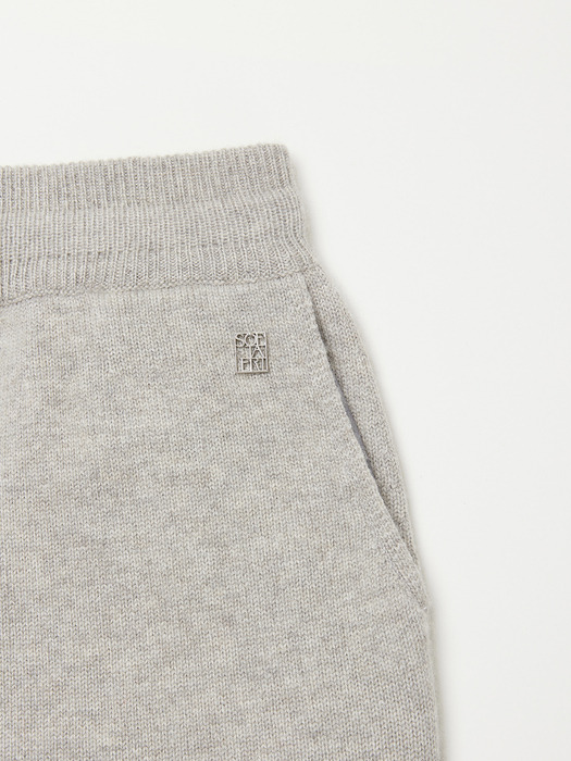 Cashmere 100% Jimena Jogger Knit Pants (Light Heather Grey)