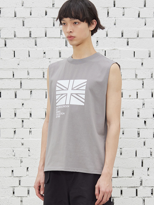 UNION JACK SLEEVELESS TOP GRAY_UNISEX