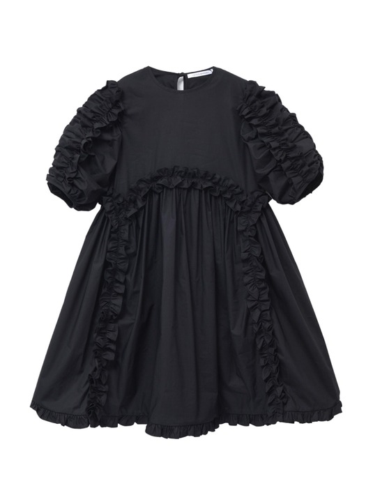 지니 러플 코튼 드레스 BLACK
