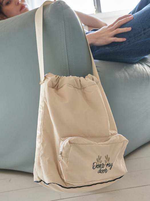 방수)Nylon shoulder bag_ Ivory