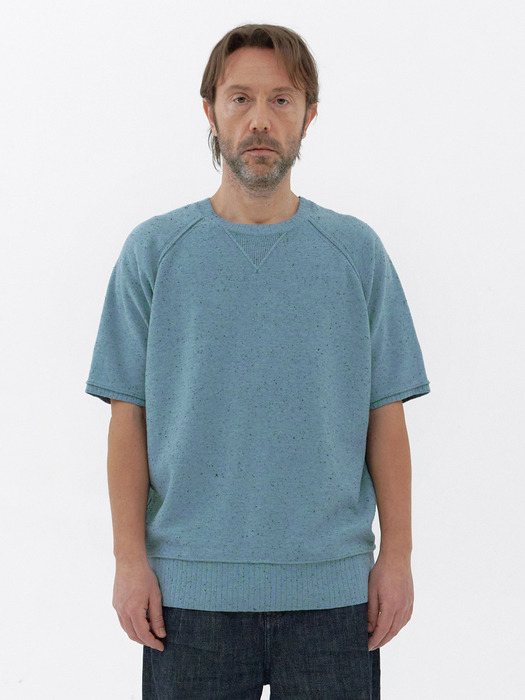 [Men] Nep Knit Half Sweatshirt (Sky)