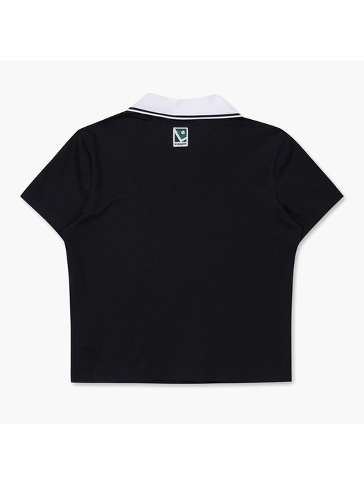[르꼬끄 공식] 여성 크롭 폴로 카라 티셔츠 블랙(QP122TTS35)