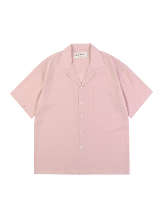 에디션 오픈카라 반팔 셔츠 핑크