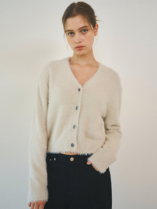 W/Always Crop Hairy Knit Cardigan 3color