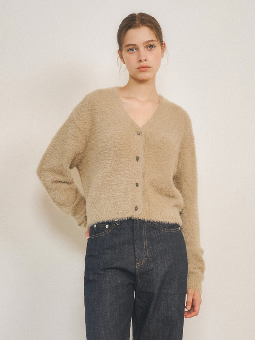 W/Always Crop Hairy Knit Cardigan 3color