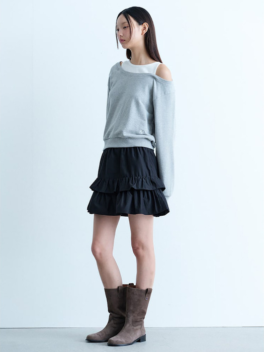 Offshoulder Layered Sweatshirts  Grey (KE4840M043)