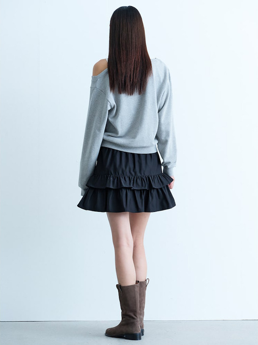 Offshoulder Layered Sweatshirts  Grey (KE4840M043)