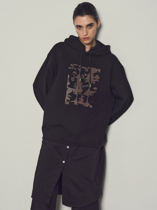 Citta Faces Hoodie_CTT337(Black)