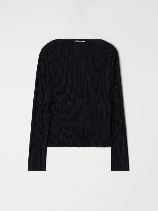 Boat neck crease top - Black