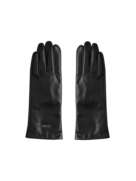 ECO LEATHER SIGNATURE ORNAMENT GLOVES, BLACK