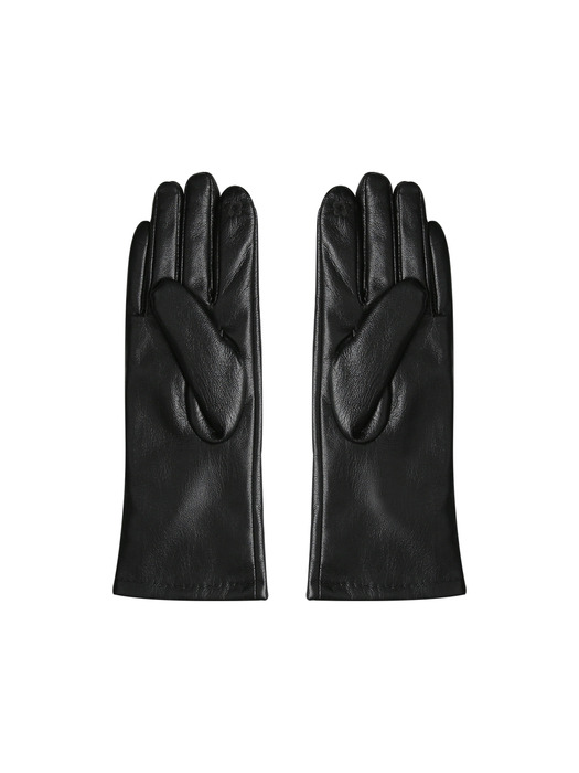 ECO LEATHER SIGNATURE ORNAMENT GLOVES, BLACK