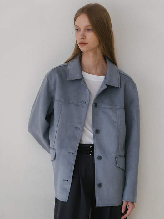 Suede jacket_blue grey