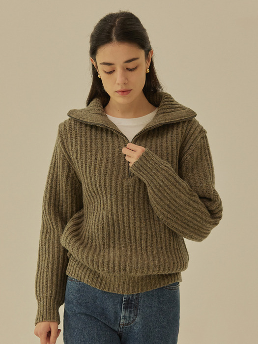 MORY WOOL HALF ZIP-UP KNIT (3colors)