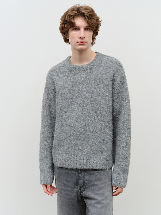 UNISEX CLOUD BOUCLE SWEATER MELANGE GREY_M_UDSW4D127G2