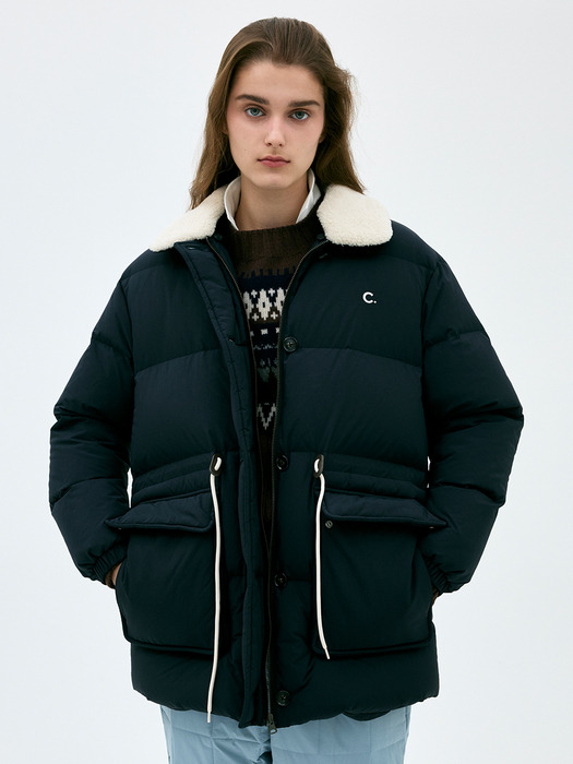 [24FW clove] Collar Goose Down Jacket (Dark Navy)