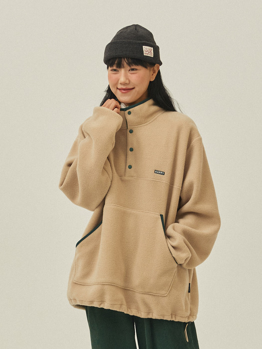 FLEECE BUTTON ANORAK BEIGE