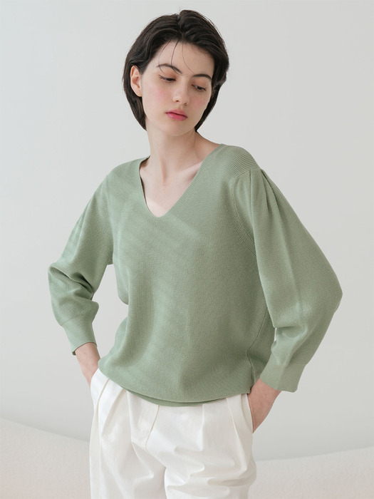 Drop Puff V Neck Capri Knitwear (5colors) VKNIT_051