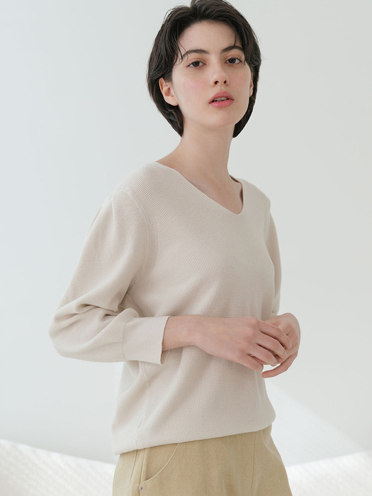 Drop Puff V Neck Capri Knitwear (5colors) VKNIT_051
