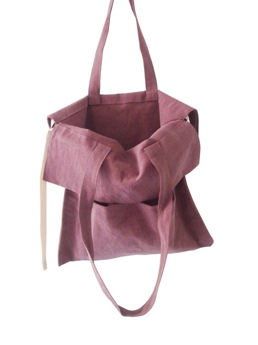 cotton shirring bag-purple