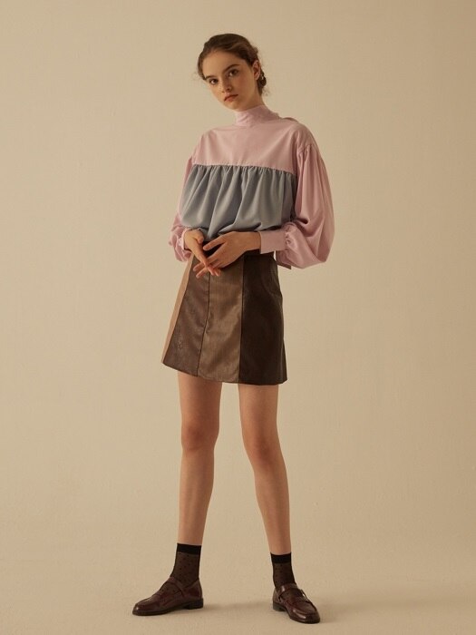 mgmg artificial leather skirt_dark brown
