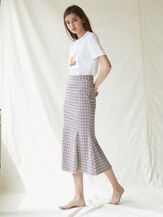 Rosh Check Skirt_Ivory&yellow