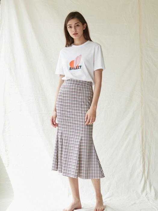 Rosh Check Skirt_Ivory&yellow