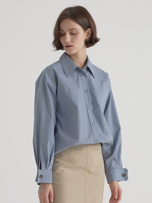 2 way button shirts - Smalt Blue