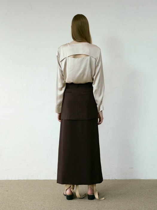 Reconstructed Long Skirt(Brown)
