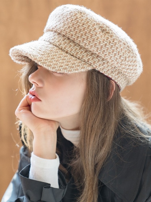 CASQUETTE MARINE-WOOL BRAID BEIGE