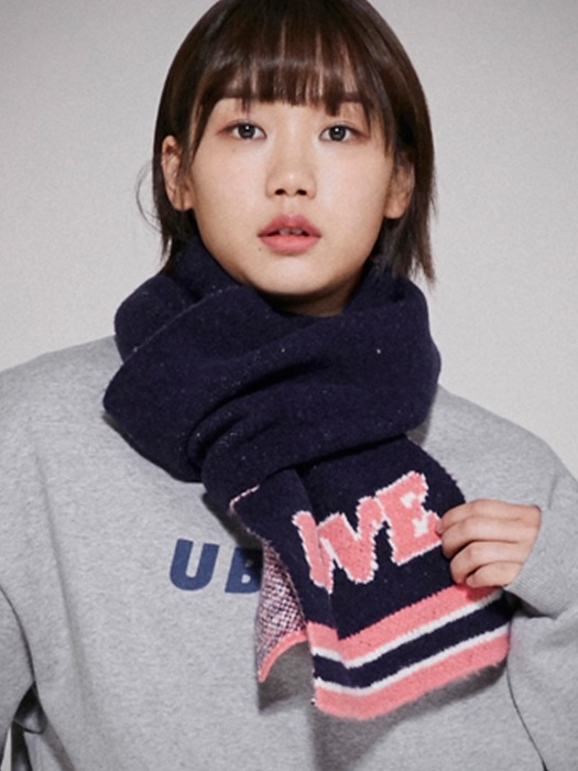 ML061_Cozy LOVE Knit muffler_Navy