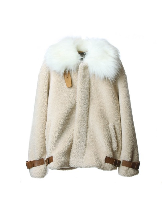 UTO-FB24 belted fur fleece jacket[cream(UNISEX)]