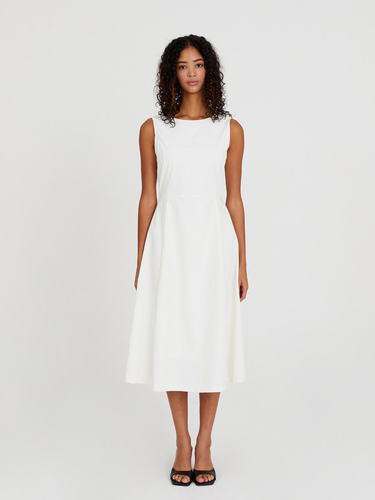 SLEEVELESS FLARE DRESS IVORY