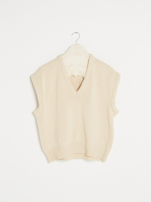 Cotton V-neck Vest [Butter]