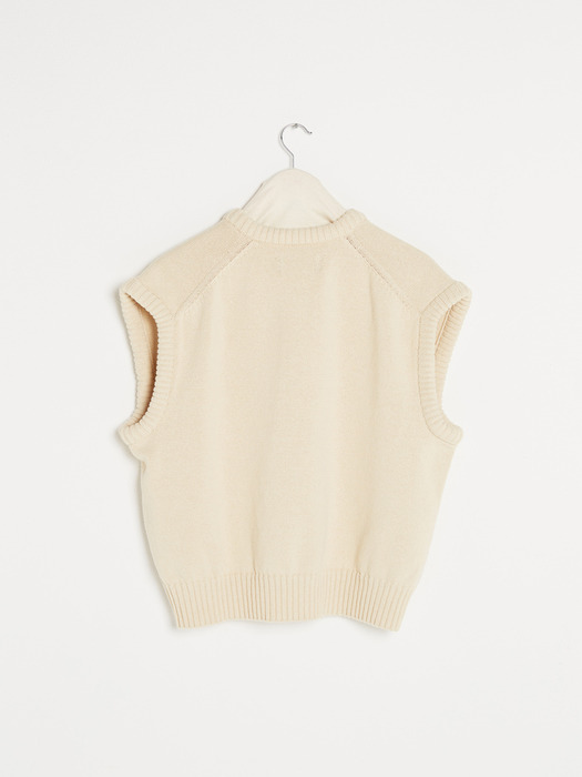 Cotton V-neck Vest [Butter]