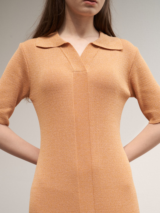 TTR SHAPE COLLAR KNIT DRESS 2COLOR