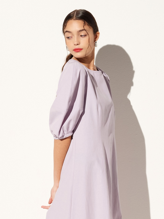 PUFF SLEEVE LONG ONE-PIECE VIOLET