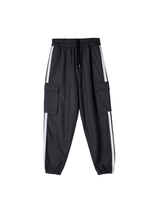 SIDE TAPE CARGO JOGGER PANTS CHARCOAL