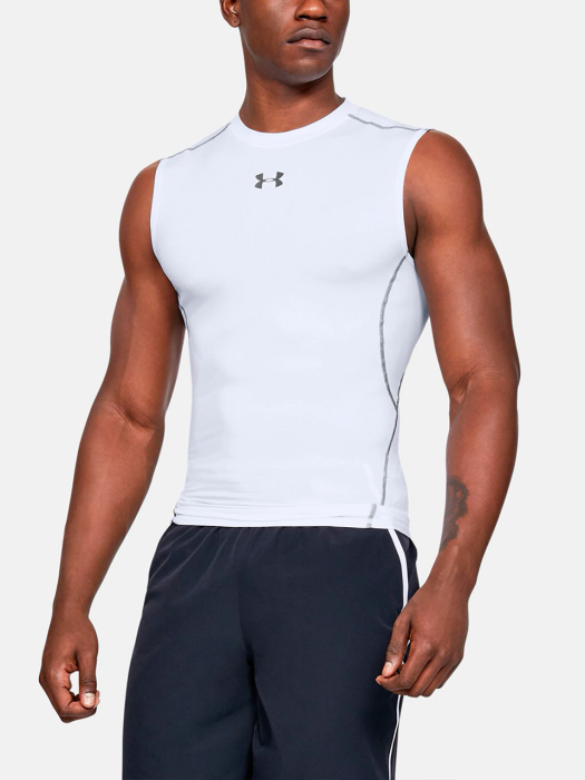UA HeatGear® 아머 슬리브리스 컴프레션 셔츠 WHITE