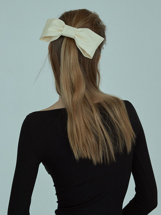 Cream Yellow Single Ribbon Hair Pin