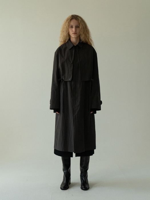 double trench coat (dark gray)